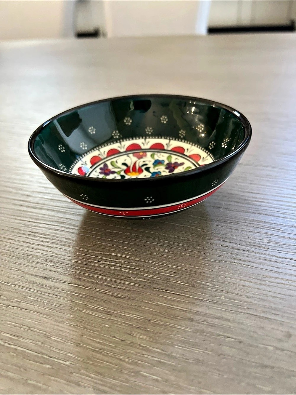 Turkish Handmade Ceramic Bowl, Floral Pattern, Finger Bowl 5” Signed
